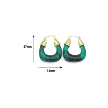 Load image into Gallery viewer, Geometric Arylic Hoop Earrings with Gold Accents, Sku#JL211