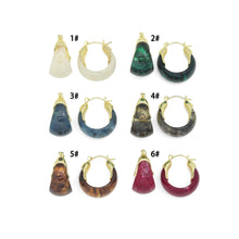 Load image into Gallery viewer, Acrylic Resin Drop &amp; Hoop Earrings with Gold Accents, Sku#JL212