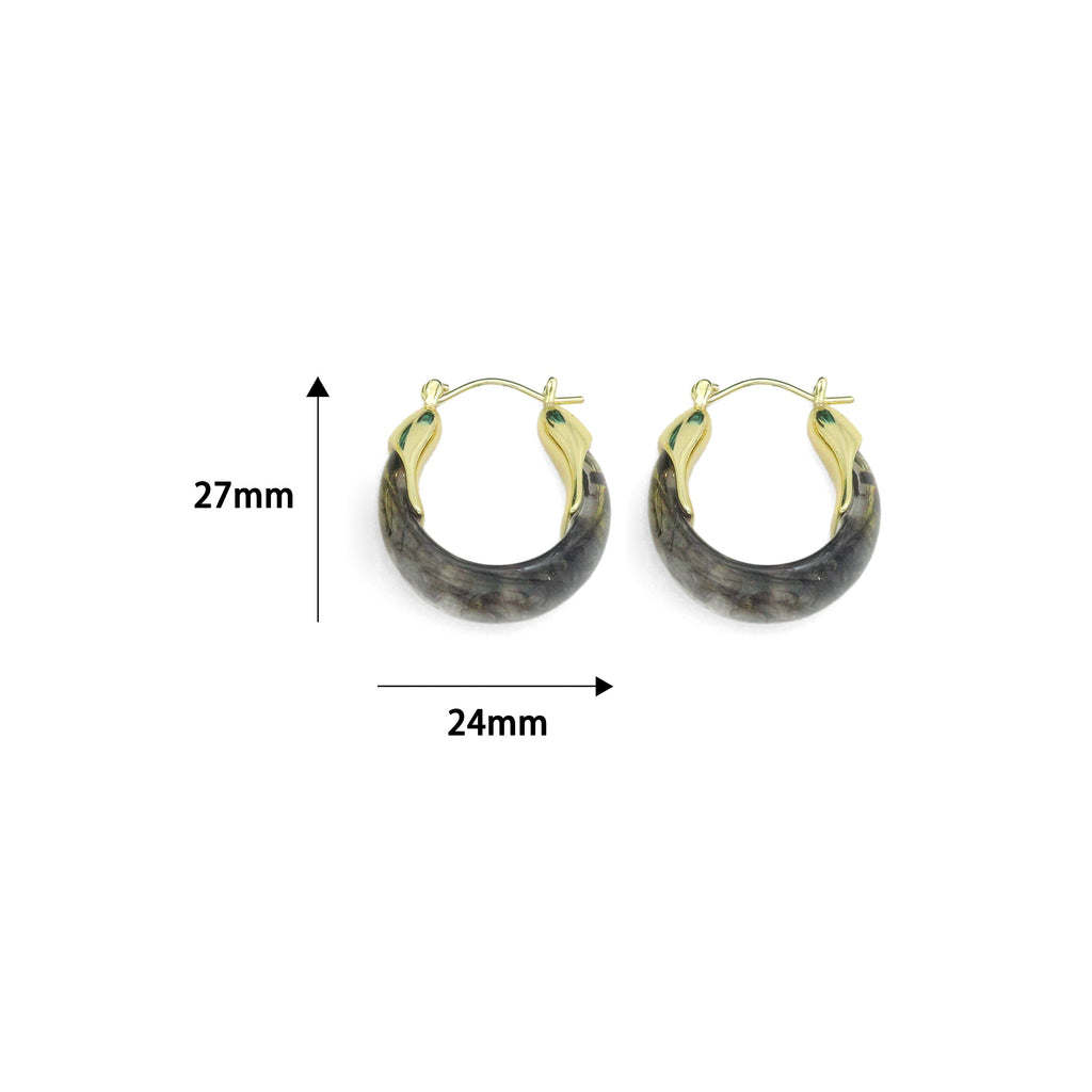 Acrylic Resin Drop & Hoop Earrings with Gold Accents, Sku#JL212