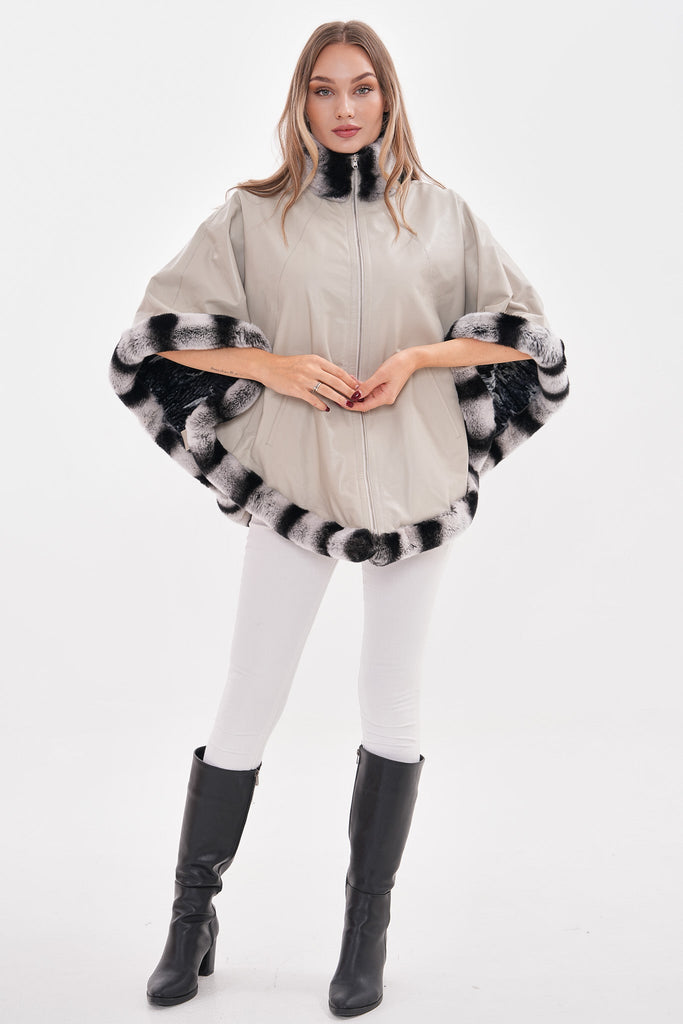 The Glacier Light Beige Reversible Leather Women Jacket