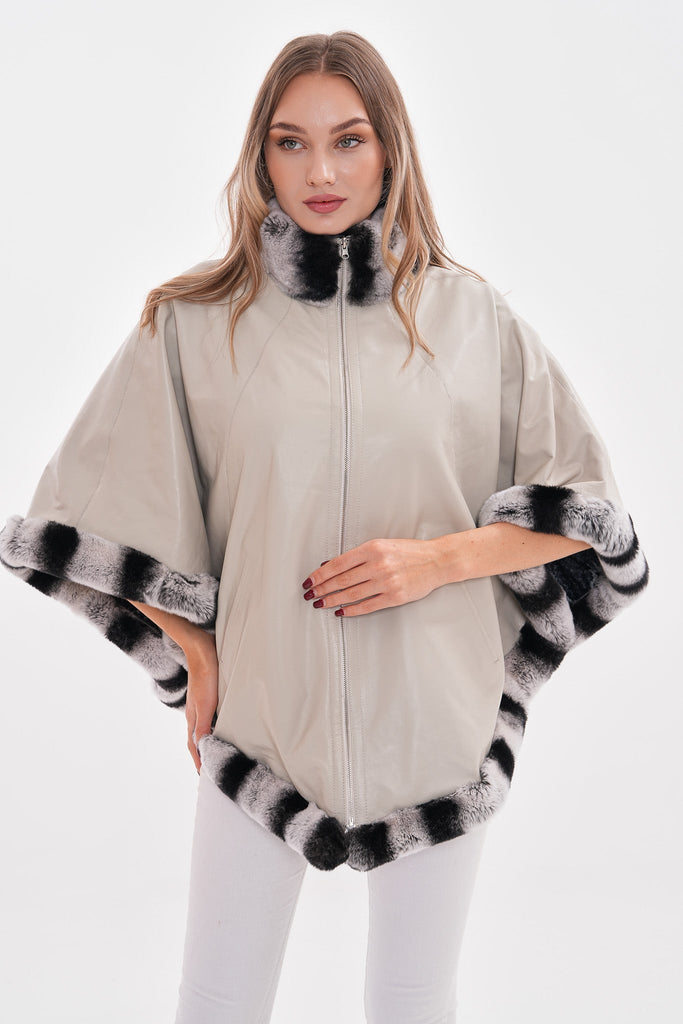 The Glacier Light Beige Reversible Leather Women Jacket