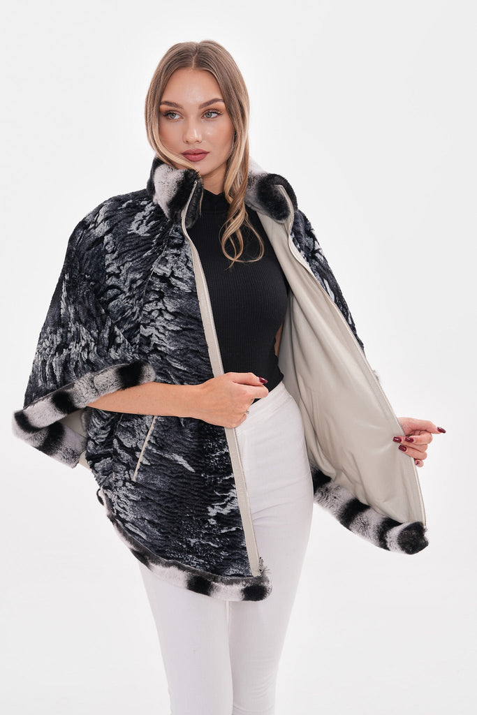 The Glacier Light Beige Reversible Leather Women Jacket