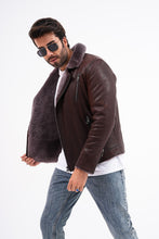 Load image into Gallery viewer, The Cortina Brown Shearling Leather Men Jacket
