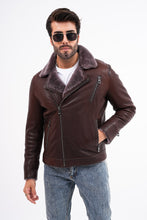 Load image into Gallery viewer, The Cortina Brown Shearling Leather Men Jacket