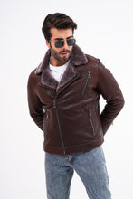 Load image into Gallery viewer, The Cortina Brown Shearling Leather Men Jacket
