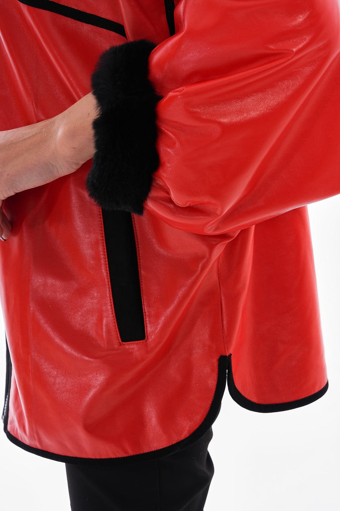 The Rebel Reversible Shearling Red Leather Women Jacket