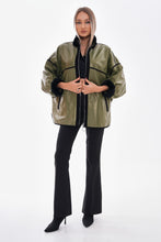 Load image into Gallery viewer, The Rebel Reversible Shearling Olive Green Leather Women Jacket