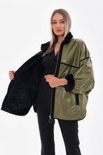 Load image into Gallery viewer, The Rebel Reversible Shearling Olive Green Leather Women Jacket