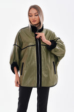 Load image into Gallery viewer, The Rebel Reversible Shearling Olive Green Leather Women Jacket