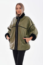Load image into Gallery viewer, The Rebel Reversible Shearling Olive Green Leather Women Jacket