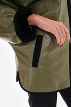 Load image into Gallery viewer, The Rebel Reversible Shearling Olive Green Leather Women Jacket