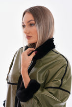Load image into Gallery viewer, The Rebel Reversible Shearling Olive Green Leather Women Jacket