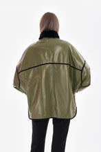 Load image into Gallery viewer, The Rebel Reversible Shearling Olive Green Leather Women Jacket
