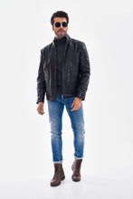 Load image into Gallery viewer, The Varden Navy Blue Leather Men Jacket