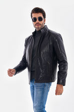 Load image into Gallery viewer, The Varden Navy Blue Leather Men Jacket