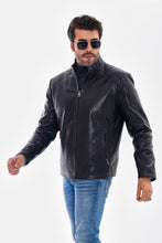 Load image into Gallery viewer, The Varden Navy Blue Leather Men Jacket