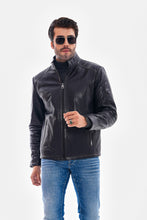 Load image into Gallery viewer, The Varden Navy Blue Leather Men Jacket
