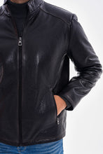 Load image into Gallery viewer, The Varden Navy Blue Leather Men Jacket