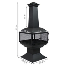 Load image into Gallery viewer, Large Black Outdoor Steel Chimenea Wood Burning Fire Pit