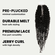 Load image into Gallery viewer, Jerry Curl 2x6 Transparent Lace Human Hair Closure