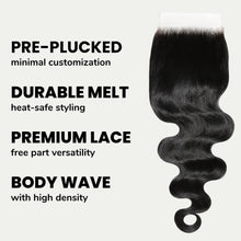 Load image into Gallery viewer, Jet Black Body Wave 5x5 HD Lace Human Hair Closure