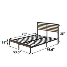 Load image into Gallery viewer, Full Metal Platform Bed Frame with Bamboo Wood Slat Headboard and Footboard