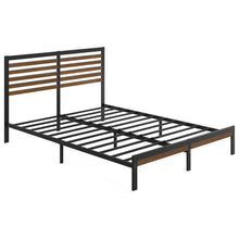 Load image into Gallery viewer, Queen Metal Platform Bed Frame with Bamboo Wood Slat Headboard and Footboard