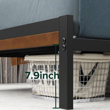 Load image into Gallery viewer, Twin Metal Platform Bed Frame with Bamboo Wood Slatted Headboard and Footboard