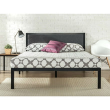 Load image into Gallery viewer, King size Metal Platform Bed Frame with Wood Slats and Upholstered Headboard