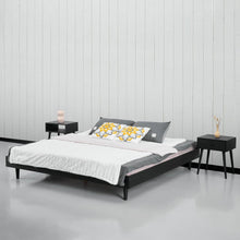 Load image into Gallery viewer, King size Mid-Century Modern Platform Bed Frame in Black Wood Finish