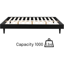 Load image into Gallery viewer, King size Mid-Century Modern Platform Bed Frame in Black Wood Finish