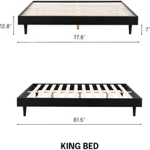 Load image into Gallery viewer, King size Mid-Century Modern Platform Bed Frame in Black Wood Finish