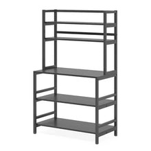 Load image into Gallery viewer, Black Metal Wood Freestanding Kitchen Shelf Bakers Rack Microwave Stand