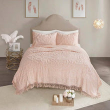 Load image into Gallery viewer, King 100-Percent Cotton Chenille Bedspread with Fringe Hem in Pink Blush
