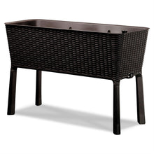 Load image into Gallery viewer, Modern Dark Brown Resin Wicker Raised Garden Bed Planter with Water Indicator