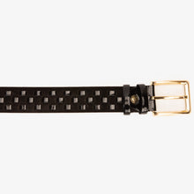 Load image into Gallery viewer, The Eugene Black &amp; Gold Woven Leather Belt