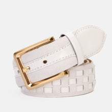Load image into Gallery viewer, The Eugene White &amp; Gold Woven Leather Belt