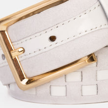 Load image into Gallery viewer, The Eugene White &amp; Gold Woven Leather Belt