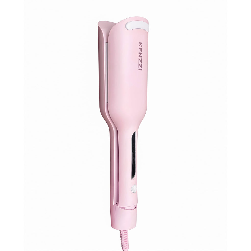 KENZZI Wave Styler 2-Barrel Hair Waver, 1.25 in, 6 Heat Settings, Pink