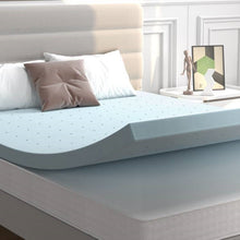 Load image into Gallery viewer, King size 4-inch Thick Soft Gel Memory Foam Mattress Topper in Light Blue