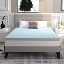 Load image into Gallery viewer, King size 4-inch Thick Soft Gel Memory Foam Mattress Topper in Light Blue
