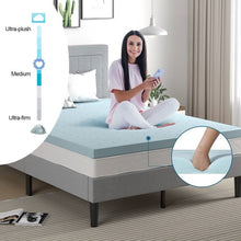 Load image into Gallery viewer, King size 4-inch Thick Soft Gel Memory Foam Mattress Topper in Light Blue