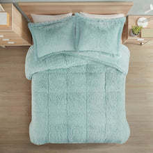 Load image into Gallery viewer, King/CAL King Soft Sherpa Faux Fur 3-Piece Comforter Set in Light Teal Blue