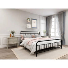 Load image into Gallery viewer, King size Black Metal Platform Bed Frame with Rounded Headboard Footboard