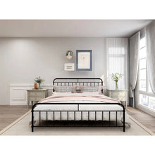 Load image into Gallery viewer, King size Black Metal Platform Bed Frame with Rounded Headboard Footboard