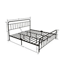 Load image into Gallery viewer, King size Black Metal Platform Bed Frame with Rounded Headboard Footboard
