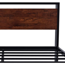 Load image into Gallery viewer, King Metal Platform Bed Frame with Mahogany Wood Panel Headboard Footboard