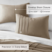 Load image into Gallery viewer, Queen size Microfiber Pleated Soft Lightweight Comforter Set Tan Khaki Taupe