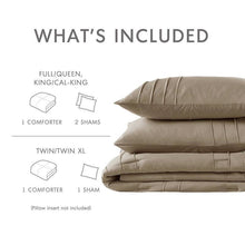 Load image into Gallery viewer, Queen size Microfiber Pleated Soft Lightweight Comforter Set Tan Khaki Taupe