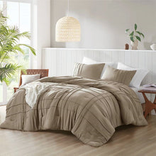 Load image into Gallery viewer, King size Microfiber Pleated Soft Lightweight Comforter Set Tan Khaki Taupe